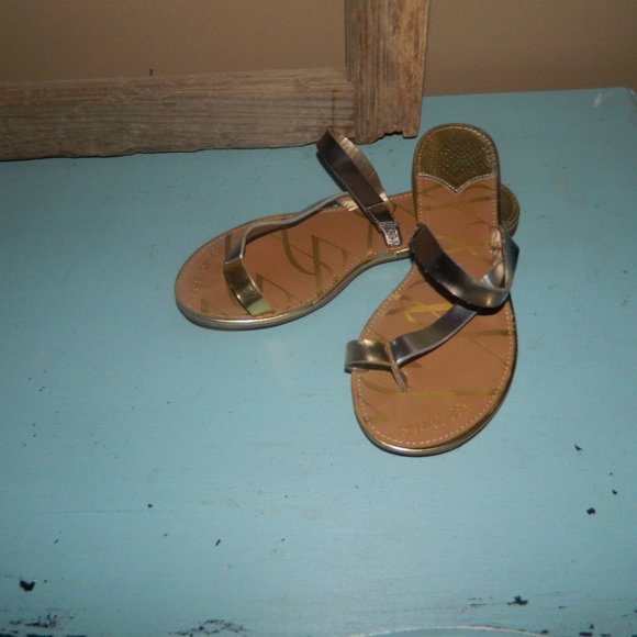 Sam & Libby Gold & Silver Toe Sandal Size 6.5 - Picture 1 of 5